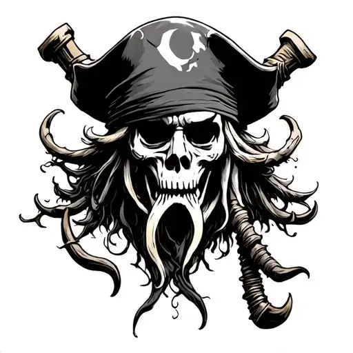 pirate cross davy jones tattoo design idea