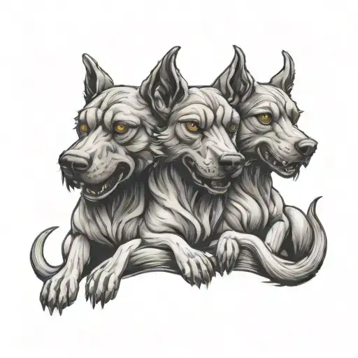 the three headed dog Cerberus tattoo design idea