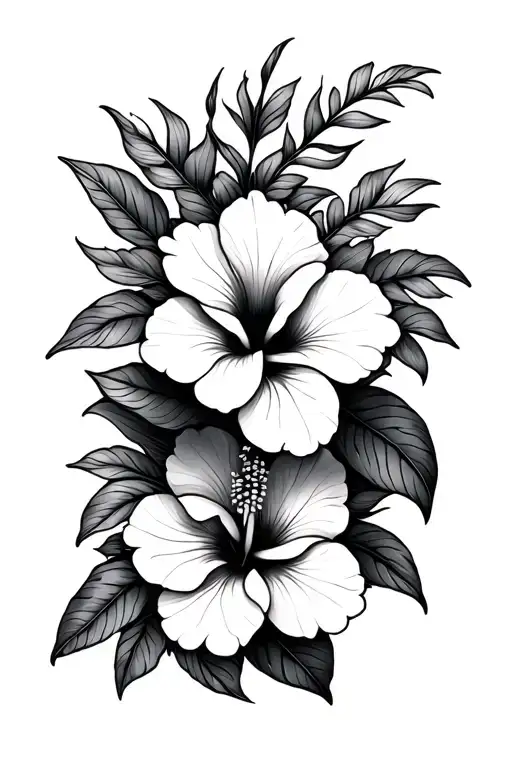 Hawaiian Hibiscus flower intertwined tattoo design idea