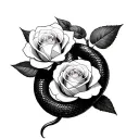 black snake wrapped around white rose intertwined tattoo design idea