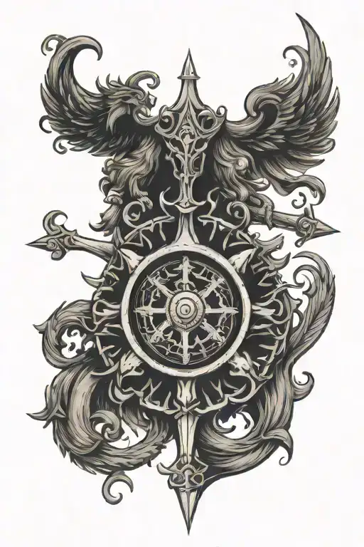 Crosbie family crest viking compass tattoo design idea