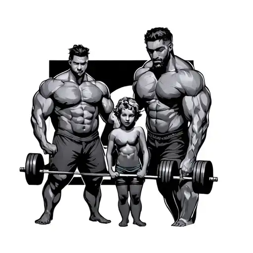 family, protector, father, husband, weight lifting tattoo design idea