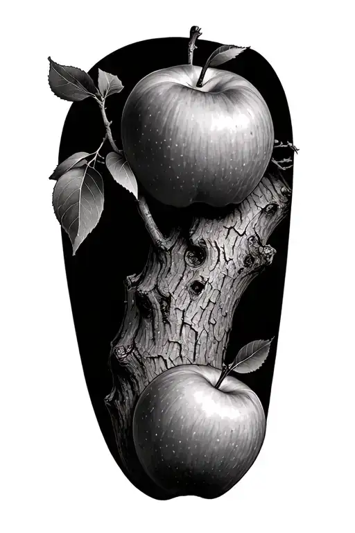 apple tree with trunk drawn tattoo design idea