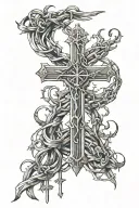 Gracanica monastery, cross, barbed wire tattoo design idea