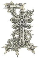 Gracanica monastery, cross, barbed wire tattoo design idea