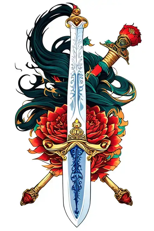 fine china sword tattoo design idea