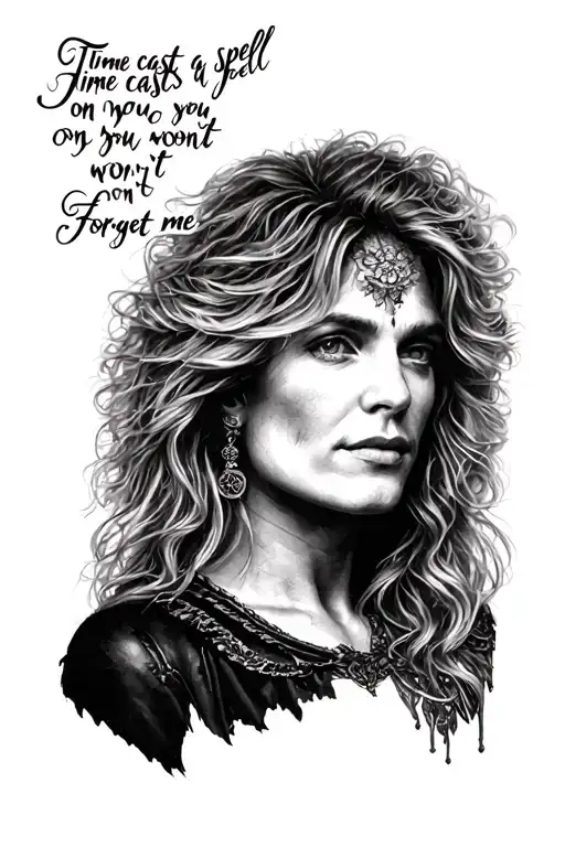 tattoo that represents Fleetwood Mac that says "time casts a spell on you but you won't forget me" tattoo design idea