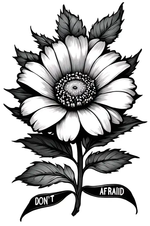 flower with the words" don't be afraid" down the stem tattoo design idea
