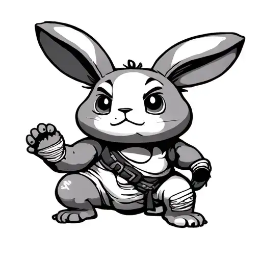 kung fu bunny missing a foot with a bandaged leg tattoo design idea