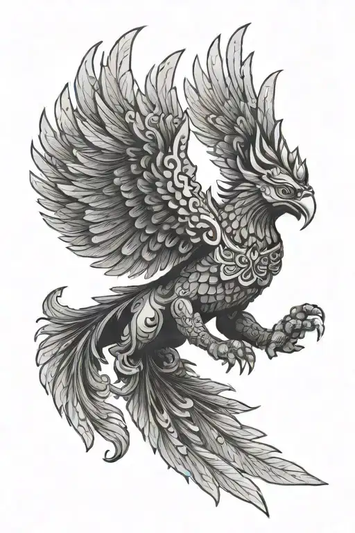 Garuda Hinduism bird flying tattoo design idea