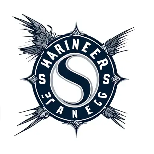 Mariners S logo with virgin guadalupe background lines tattoo design idea