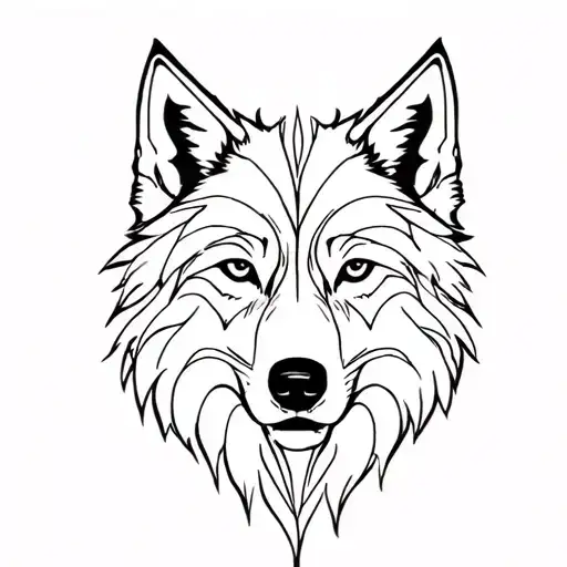 wolf only black lines tattoo design idea