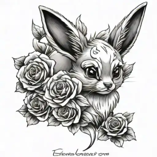 eevee, roses  tattoo design idea