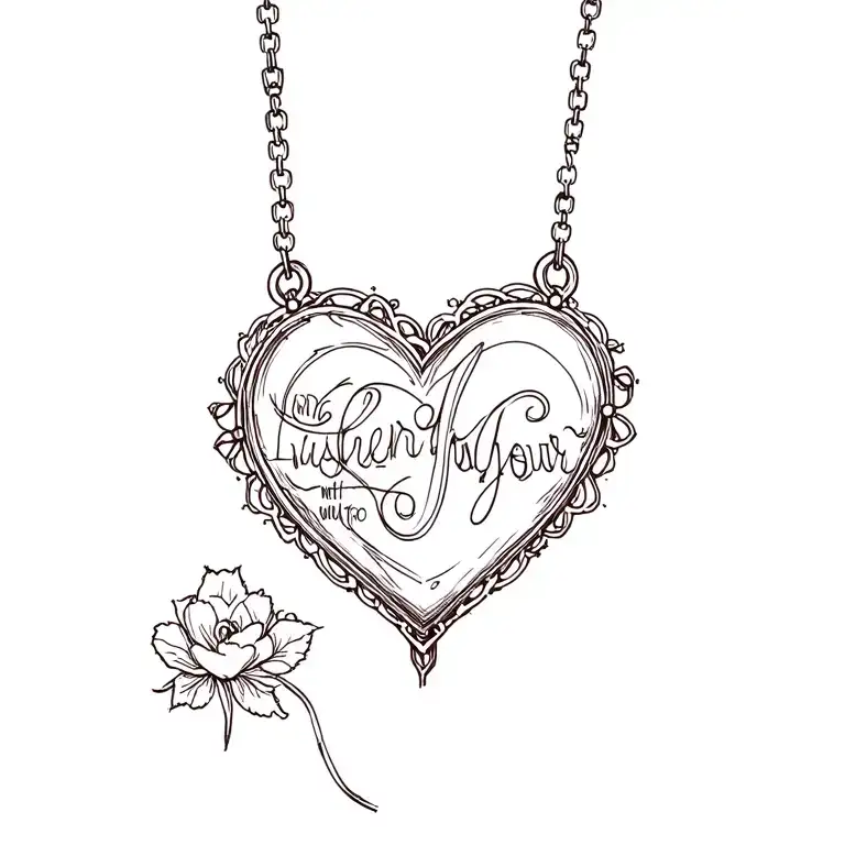 listen with your heart shaped locket tattoo design idea