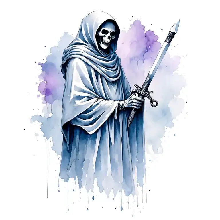 Grim Reaper holding sword tattoo design idea