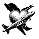wave heart airplane tattoo design idea