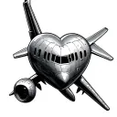 wave heart airplane tattoo design idea