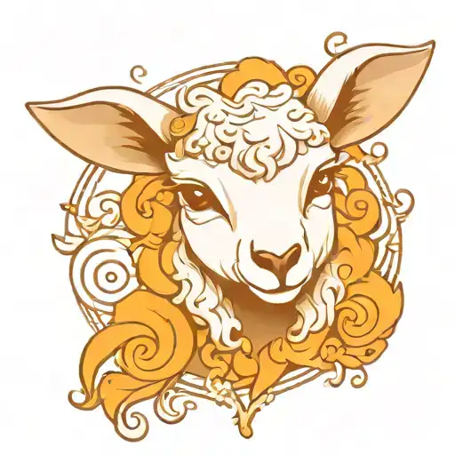 cute lamb face tattoo design idea