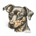 A brown miniature pinscher dog head tattoo design idea