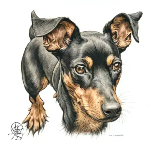 A brown miniature pinscher dog tattoo design idea