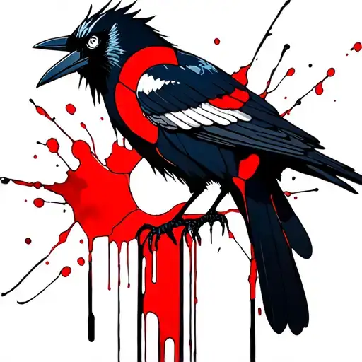 stained glass itachi crow perched naruto tattoo design idea