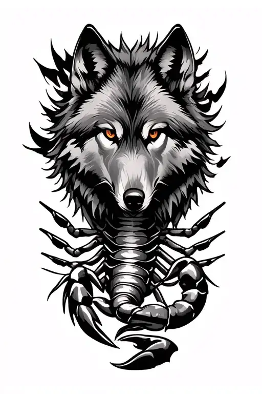 Wolf and scorpion tattoo tattoo design idea