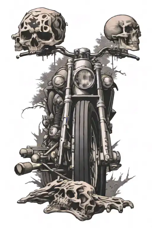 dirtbikes mountains trees spark plugs money skulls tattoo design idea