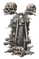 dirtbikes mountains trees spark plugs money skulls tattoo design idea