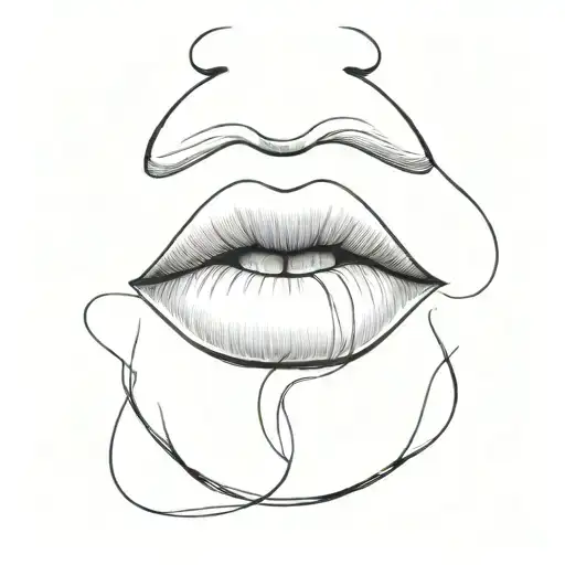closed lips with a subtle sideways keyhole between them. tattoo design idea