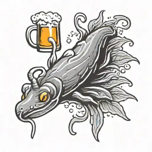 Slug drinking beer where it says beer blegh tattoo design idea