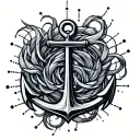 anchor with morse code flowing tattoo design idea