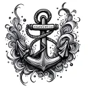 anchor with morse code flowing tattoo design idea