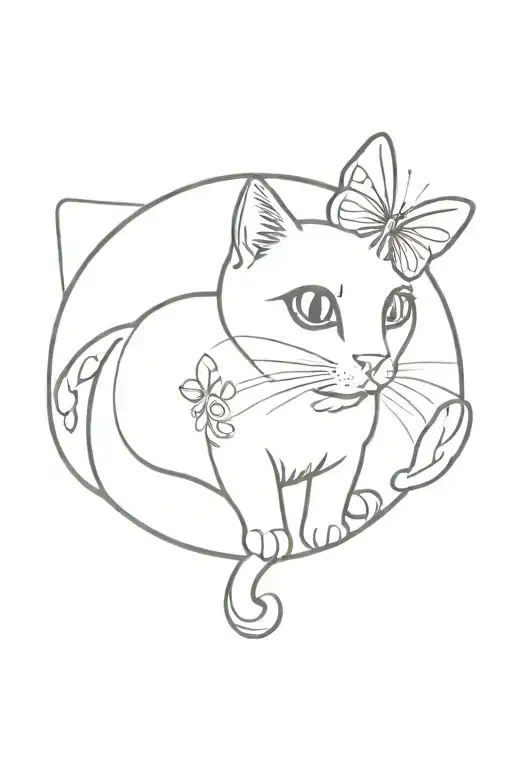 little cat with butterfly wings tattoo design idea
