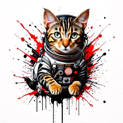 Bengal cat astronaut tattoo design idea