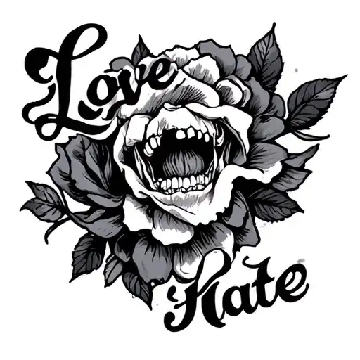 love hate tattoo design idea