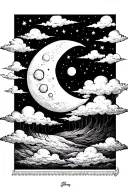 moon and cloud tattoo design idea