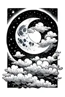 moon and cloud tattoo design idea