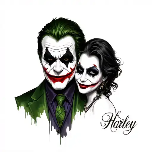 joker and Harley  tattoo design idea