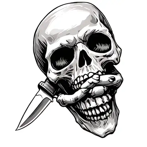 skeleton hand holding a knife  tattoo design idea