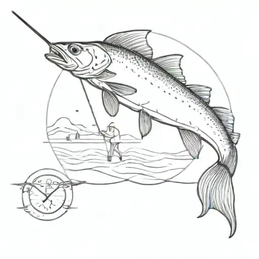 Make a tattoo with "boys of summer" surrounding a flyfisher. We need 67448.86km and 4007.13 miles around/ over/ under th tattoo design idea