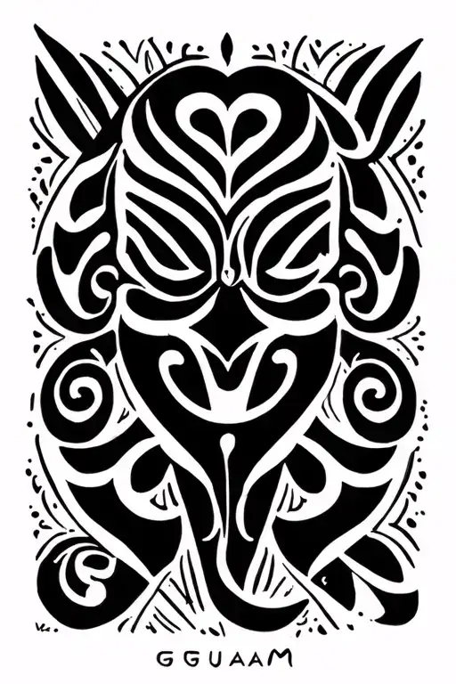 A Polynesian symbol incorporating elements of Guam, such as the latte stone or the Guam seal tattoo design idea