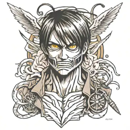 eren jeager attack on titan tattoo design idea
