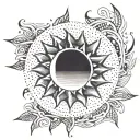 tattoo representing a sun which includes my 3rd son Antonin tattoo design idea