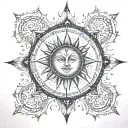 tattoo representing a sun which includes my 3rd son Antonin tattoo design idea