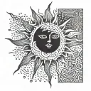 tattoo representing a sun which includes my 3rd son Antonin tattoo design idea