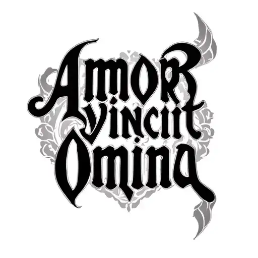 Amor Vincit Omnia inscription tattoo design idea