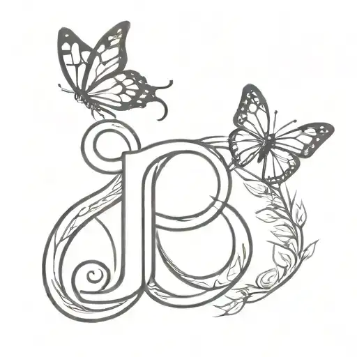 little snake and butterfly, inside the letter a tattoo design idea