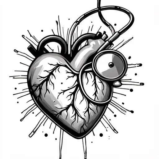 heart and stethoscope tattoo design idea