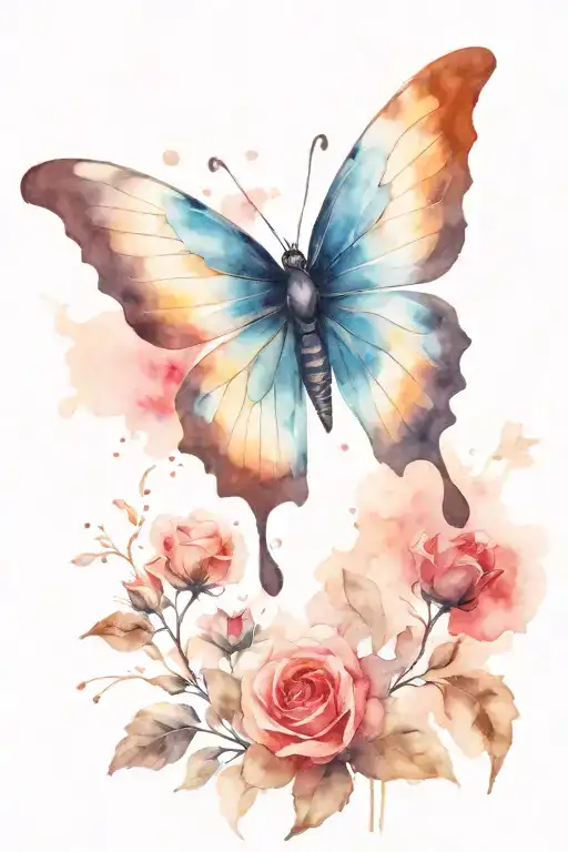 butterfly gothic style tattoo design idea