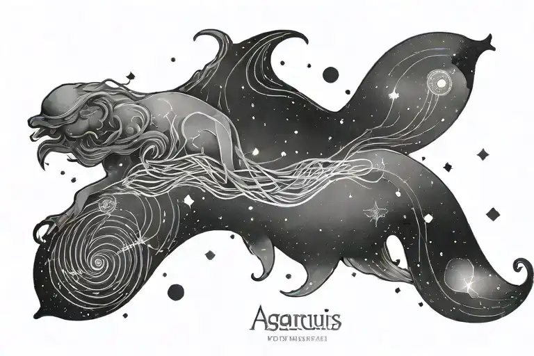 Aquarius constellation reflecting tattoo design idea
